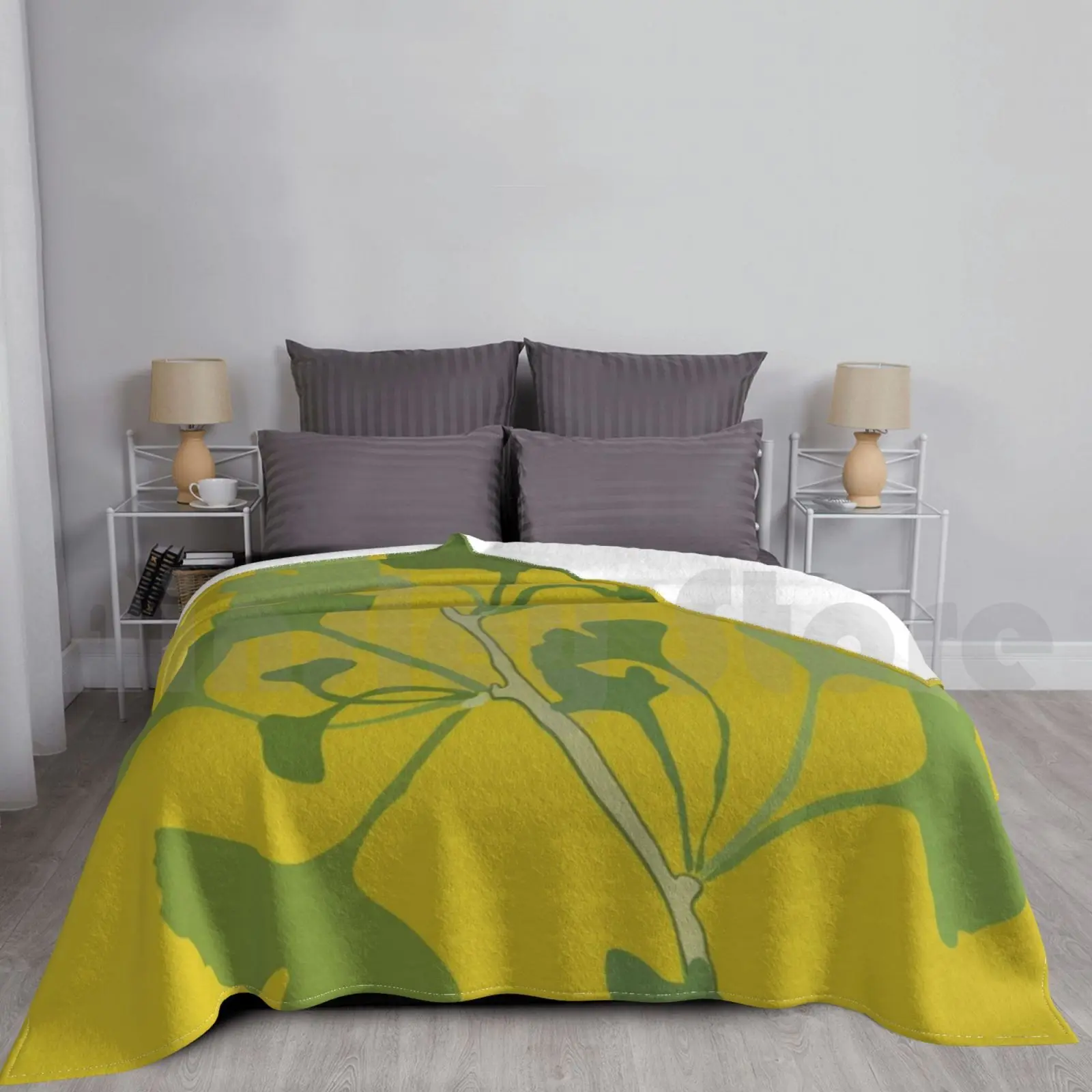 Branch Of Ginkgo Biloba Blanket Fashion Custom Branch Of Ginkgo Biloba Ginkgo Biloba Plant Leaves Tree Ginko