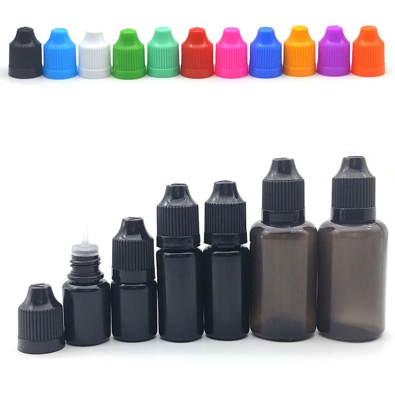 50pcs 3ML 5ML 10ML 15ML 20ML 30ML 50ML 60ML 100ML 120ML For Liquid Plastic Dropper Bottles With Childproof Cap Needle Vail