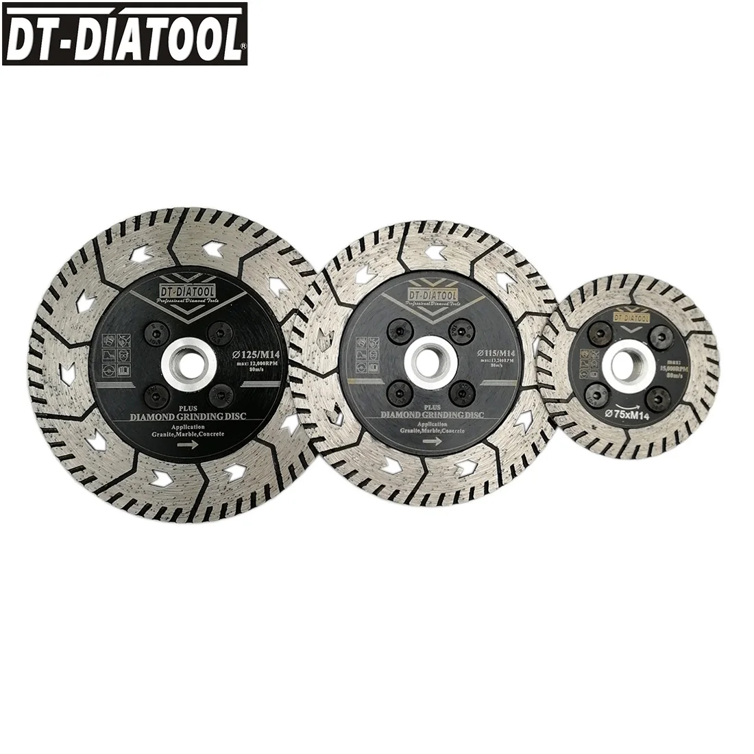 DT-DIATOOL 1pc Diamond Cutting Grinding Disc 75/115/125mm Hot Press Cutter Grind Sharpen Granite Marble Concrete Dual Saw Blade