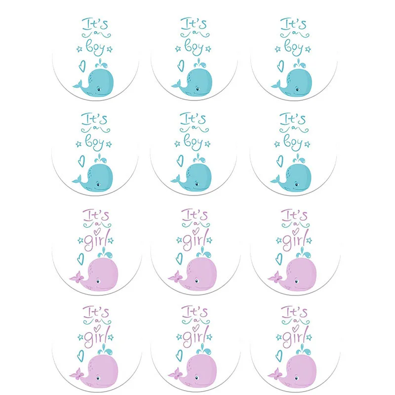 It\'s A Boy/It\'s A Girl Round Sticker Labels Baptism Gender Reveal Stickers Newborn Baby Shower Party Favor Candy Box Gift