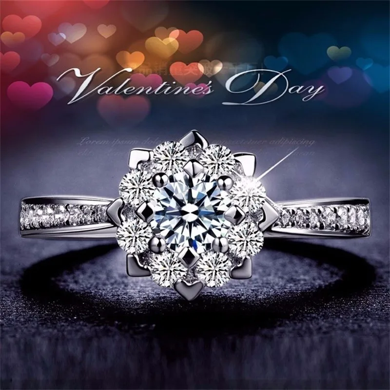 

Обручальные кольца с цветами и сердечками, ювелирные изделия AAA cz, Настоящее серебро 925 пробы, кольцо с бриллиантом Sona, женские свадебные украшения, подарок для девочек