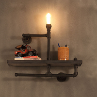 Retro Loft Steam Punk Light Industrial Wood Wall Light Iron Vintage Lamp For Bedroom Living Room Aisle Bedside Iron Wall Sconce
