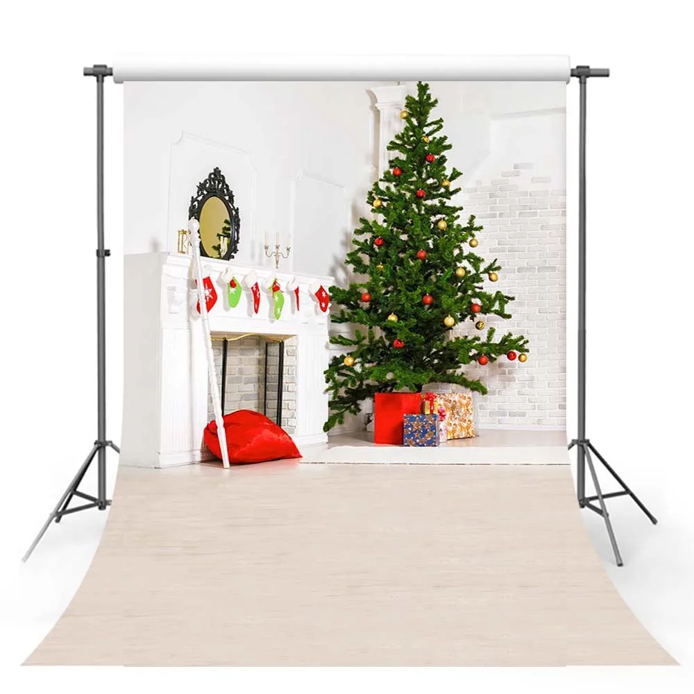 

Avezano Christmas Tree Backdrops Winter Fireplace Socks Pillow Gifts Decor Banner Photography Background Photo Studio Photozone