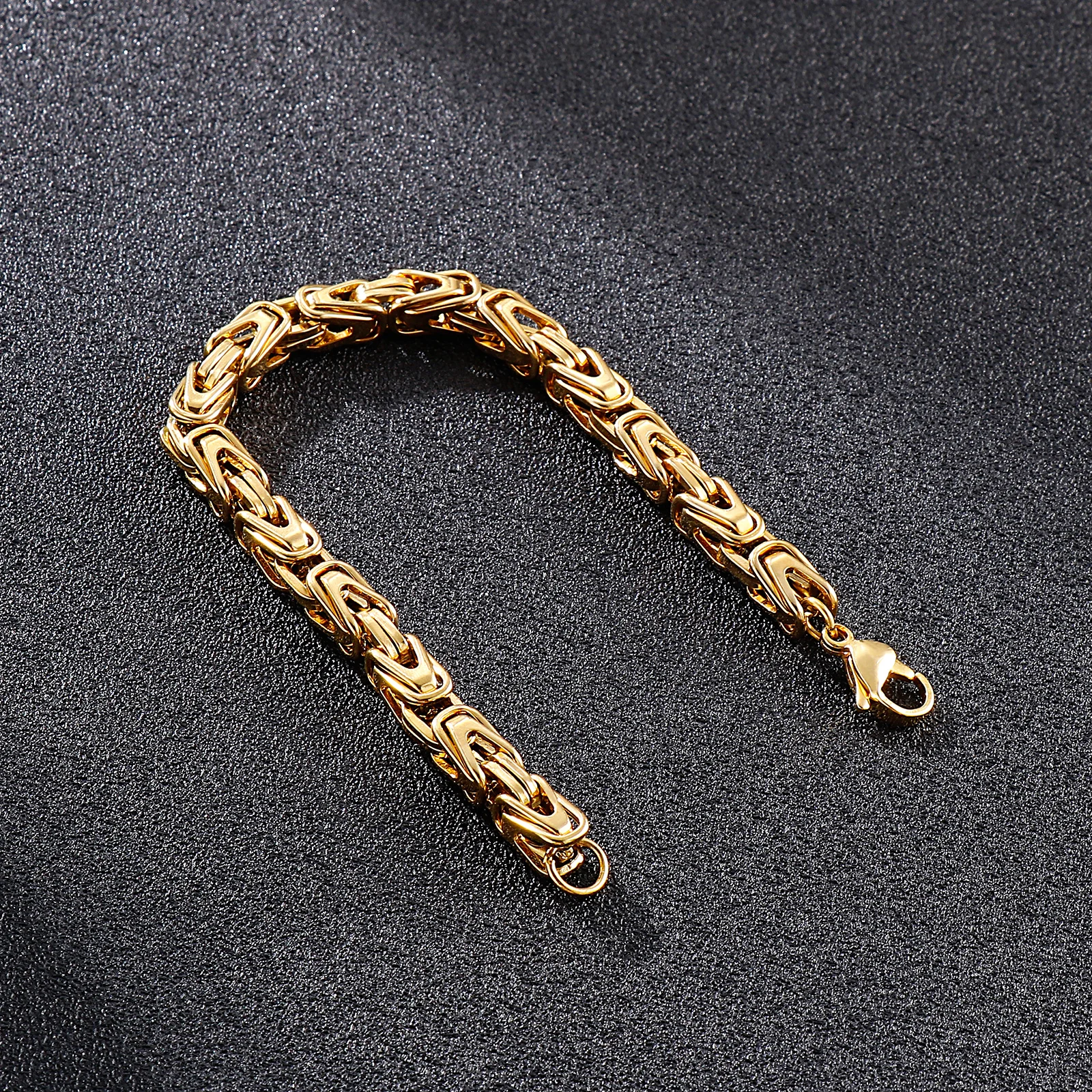 6mm Thin Chain Punk Cool Long Chain Men's Bracelet Necklace Stainless Steel Hip-hop Fashion Jewelry Set