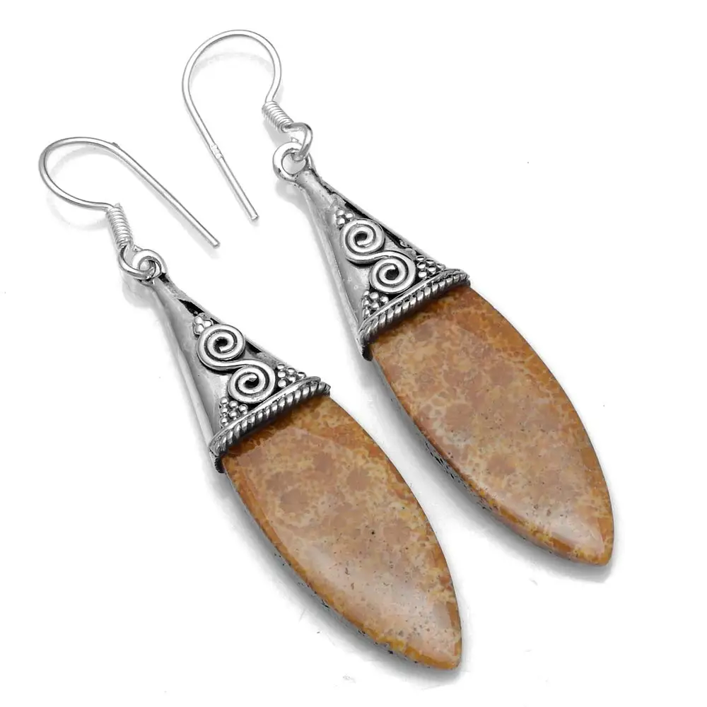 

Серьги из стерлингового серебра 925 пробы с кораллом Fossil Coral, 57 мм, 2SE0527