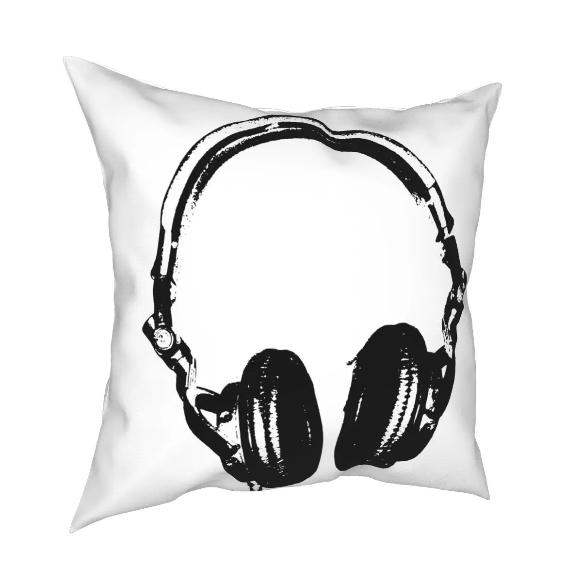 DJ Headphones Stencil Style Square Pillowcase Pattern Decor Pillow Case Room Cushion Cover 18