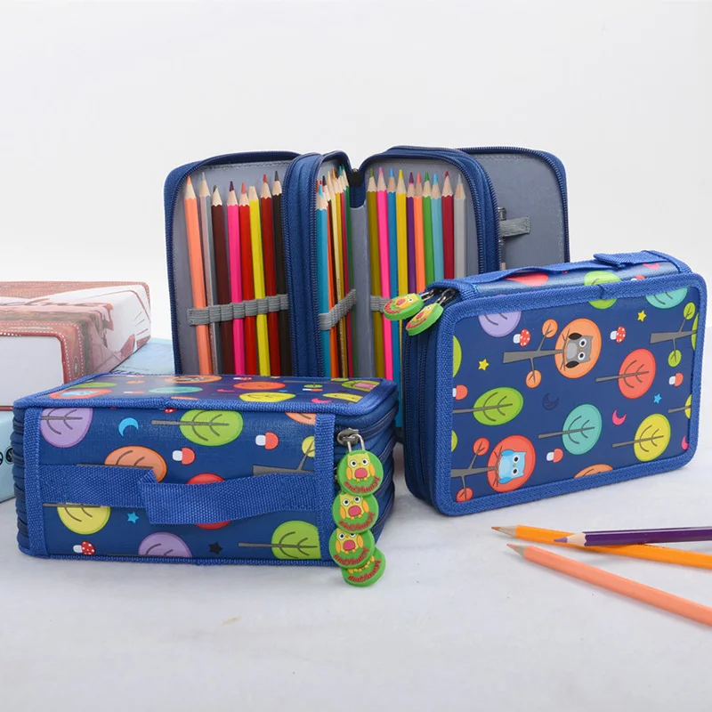 72 Slots School Pencil Case Cute Owl Pen Box for Girls Boys Cartridge Bag Kawaii Penal Big Storage Pencilcase Stationery Holder