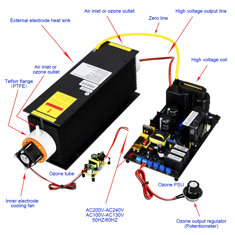 Pinus longaeva 30 جرام 40 جرام/ساعة 40 جرام قابل للتعديل مولد أوزون عدة المياه مولد الأوزون لتخزين المواد الغذائية تعقيم الهواء إزالة الروائح الكريهة
