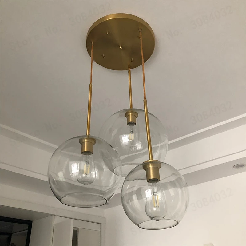 BDBQBL LED 1 Set 3 Ball Lamp Modern Pendant Light Gradient Glass Ball Hanging Lamp Hotel Bar Hanglamp Kitchen Dining Bedroom