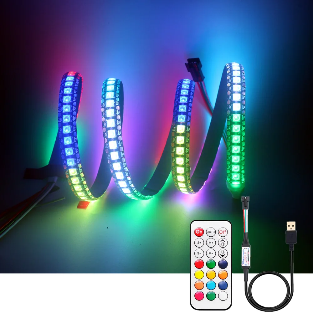 

WS2812B Pixel LED Strip DC5V Individually Addressable Smart RGB LED Strip Kit With USB 21 Keys RF Wireless Remote Controller