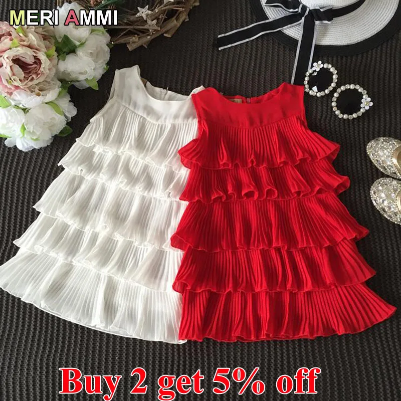 MERI AMMI Children Girl Clothing Summer Sleeveless Dressing TuTu Dancing Dresses For 2-8 Year Baby Girl