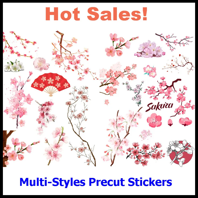 

1 PCS Pink Sakura Cherry Blossoms Decor Precut Waterproof Book Journal Stickers Scrapbooking Diary Sticky Paper Flakes