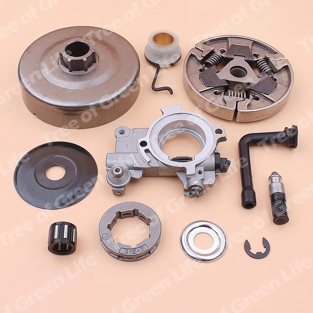 Llanta de tambor de piñón de embrague de 3/8 "-7 para Stihl MS660 066 064 MS640 MS661, Kit de línea de filtro de engranaje helicoidal para bomba de aceite, motosierra 1122 160 2900