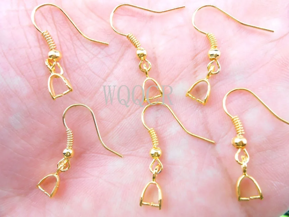 

Free Shipping Wholesale 50PCS Beads Yellow Gold Filled Making Jewelry Findings Pinch Bail GF Hook Earring Earwire