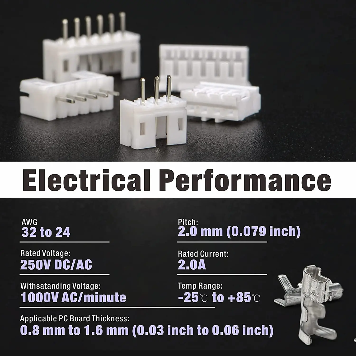 JST XH2.54 PH2.0 Male Female Connector Kit 2/3/4/5/6 Pin Plug with Terminal Wires Cables Socket Header Wire Connectors Kit