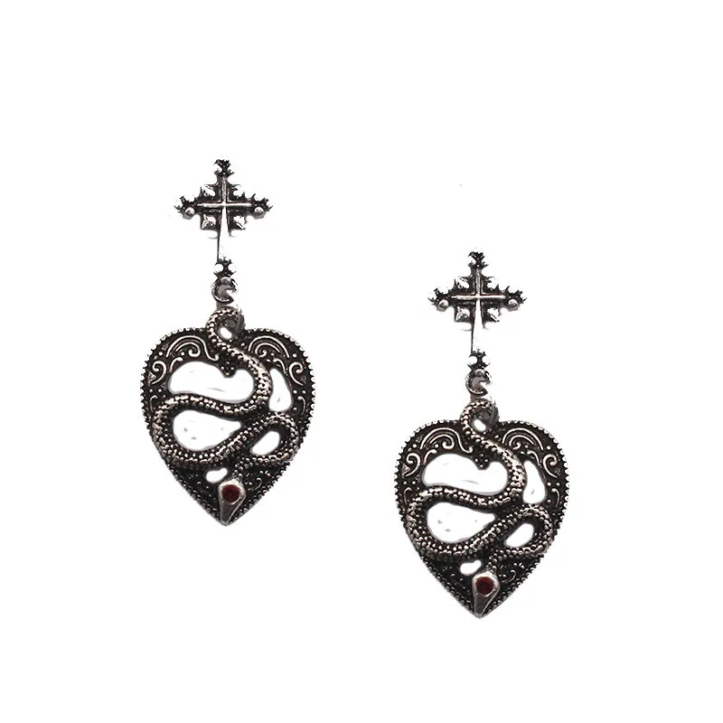 Goth Jewelry Bat Skull Coffin Earrings Evil Eyes Heart Cross Spider Snake Butterfly Earrings Aesthetic Egirl Cool Accessories