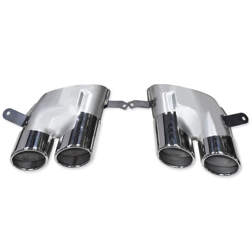 One Pair Stainless Steel Silver Car Muffler Tip For AUD-I 2016-2018 A6 A7 Update S6 S7 Car Accessories Nozzles Exhaust Pipe