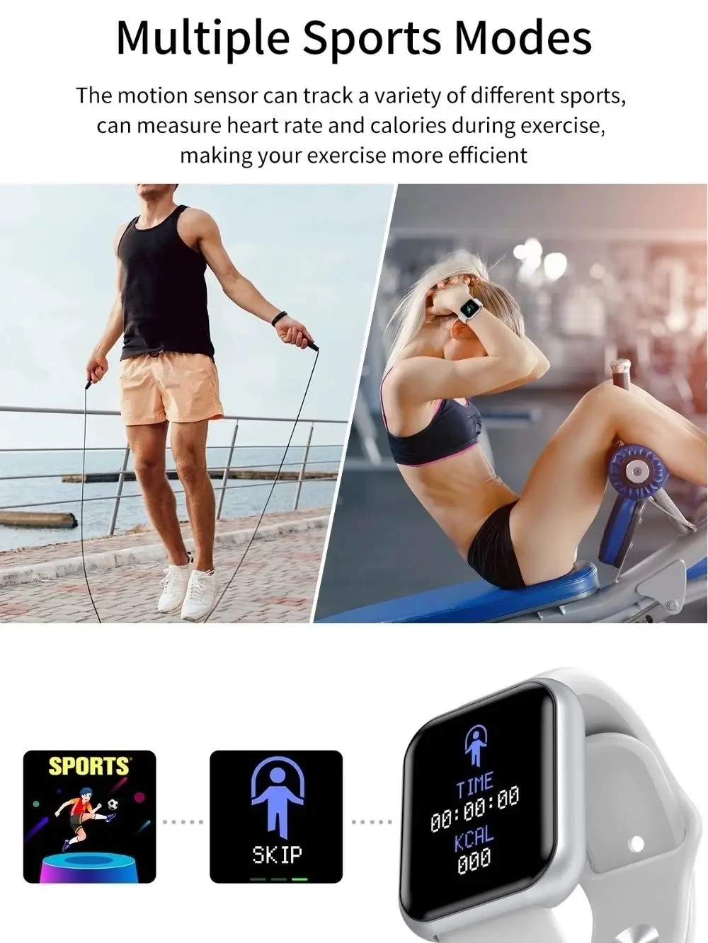 Reloj inteligente con Bluetooth, pulsera con podómetro, Monitor de ritmo cardíaco, presión arterial, sueño, rastreador de Fitness, podómetro para