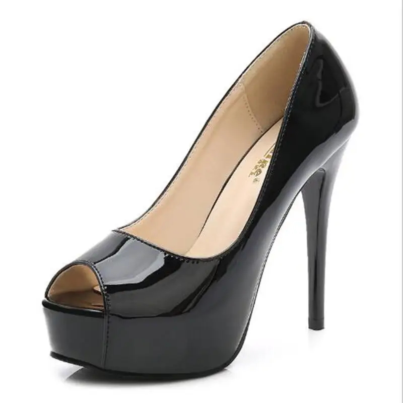 Sexy Pumps Women Shoes Platform Heels Shoes Shallow Peep Toe High Heels Ladies Shoes Wedding Shoes Black Talon Femme