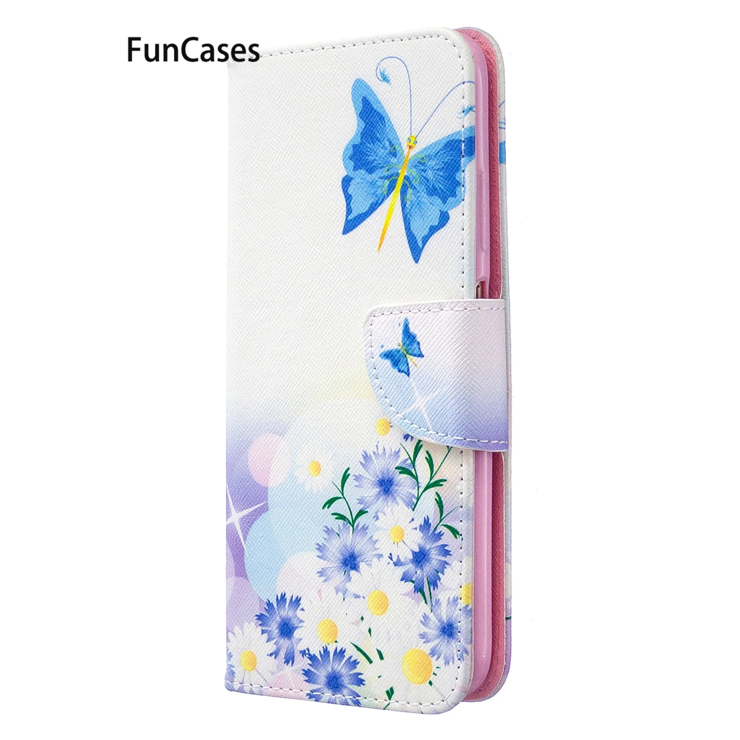 Sun Flower Cell Phone Cases For estuche Huawei P40 Lite sFor Huawei capa Nova 6 SE PU Leather Book Wallet Phone Bag Protector