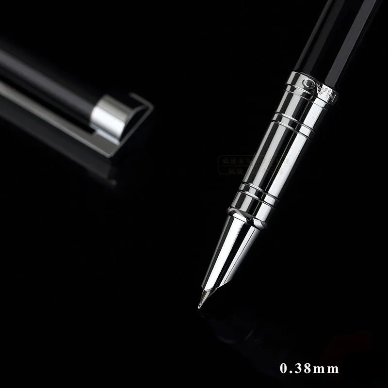 Free Shipping Stationery Jinhao Luxury Metla Gift Pen 0.38mm Extra Fine Nib Fountain Pen  Black Silver Ink Pens Christmas Gift