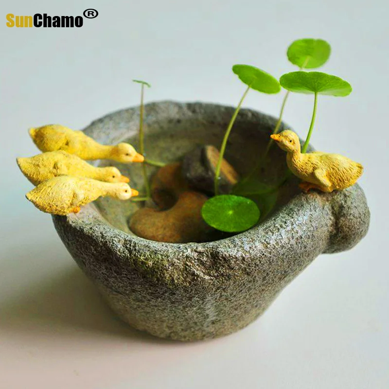 

Новая мода, медная монета, трава, гидропонная утка, искусственный камень для украшения дома, растение-суккулент в горшке