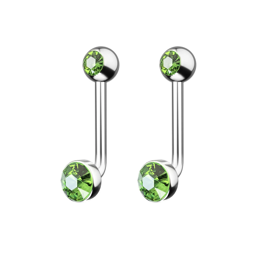 G23 Titanium Crystal Gem Vertical Hood Piercing Lip Ring