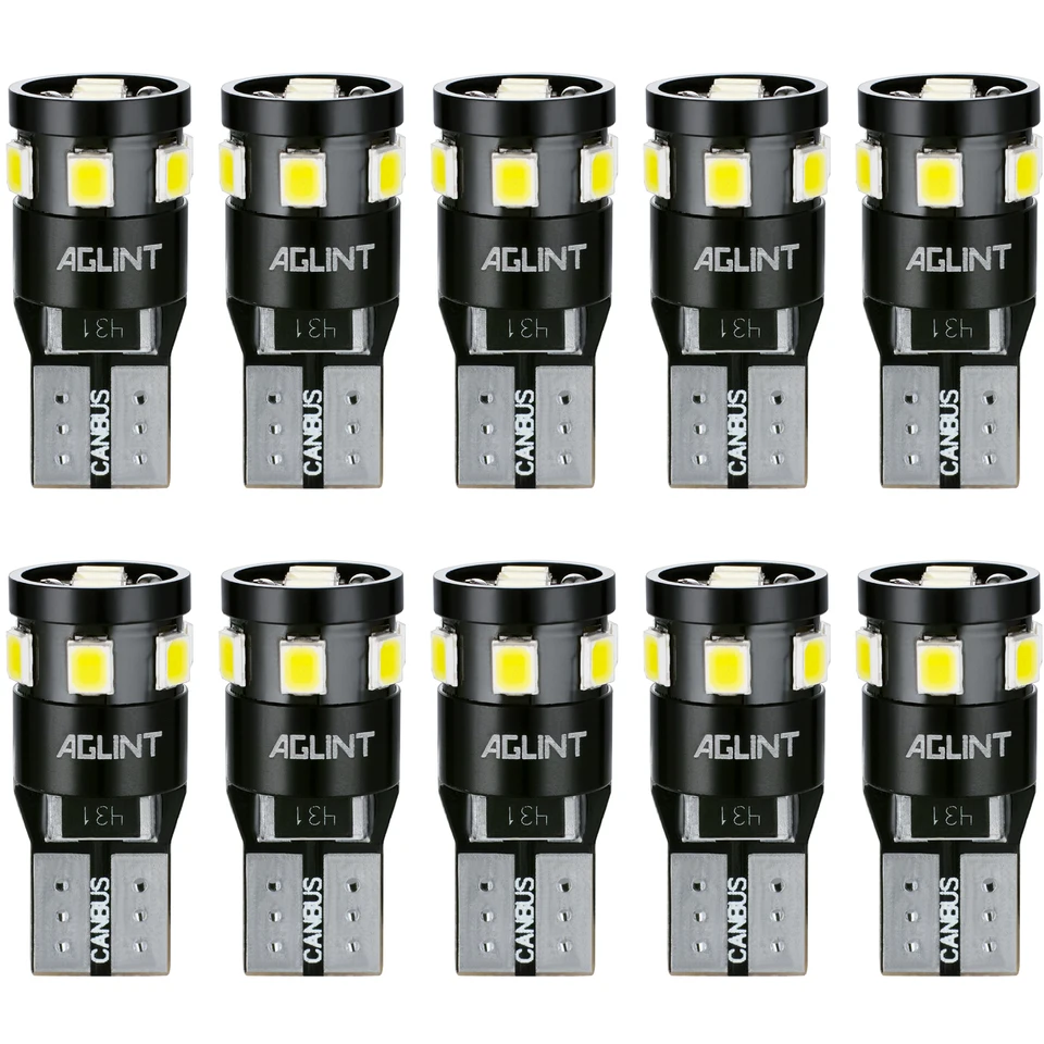 AGLINT 10pcs T10 W5W Led Canbus 오류 없음 194 168 2825 9-SMD 2835 칩셋 자동차 돔지도 도어 트렁크 번호판 조명 흰색 썸네일 7