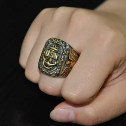 USN Retro US Marine Corps Titanium Steel Ring Stainless Steel Eagle Ship Anchor Ring