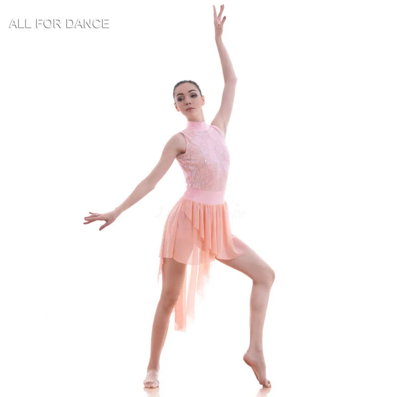 

16027 Pink Sequin Lace Adult Ballet/Lyrical/Contemporary Dance Dress For Lady/Girl Stage Performance Cosutme Dance Wear