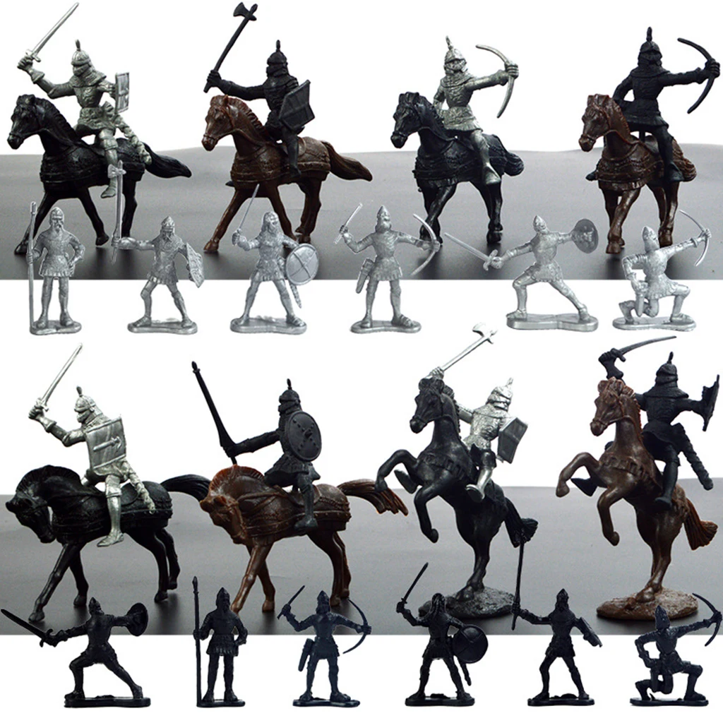 28x Soldier Knight Horses Army Toys Set  Archer Warriors Sword&Shield Swordman Archaic Soldiers Medieval Soldiers Model