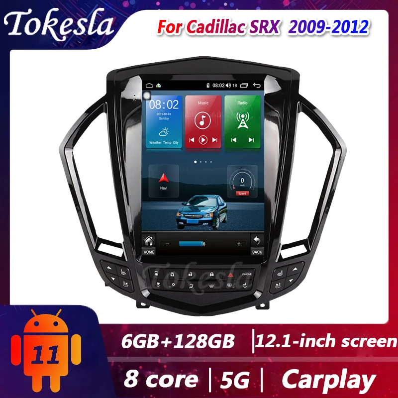 

Tokesla Car Radio For Cadillac SRX Tesla 12.1" Android 11 Stereo receiver Central Multimedia Player DVD Gps Navigation 2009-2012