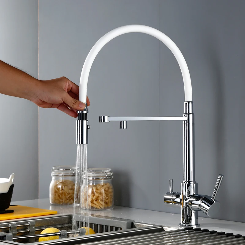 Vidric 3 Way Clean Water Kitchen Faucet with Sprayer Swivel Osmosis Reverse Tri-flow  Pull Down Kitchen Sink Mixer Tap 18042