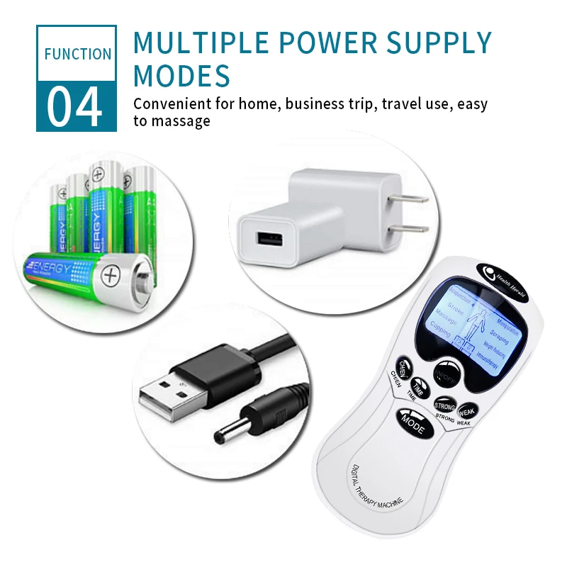 Puls-TENS-Akupunktur Elektrische Körpermassage 8 Modi Digitales Massagegerät 4 Pads Elektrischer Muskelstimulator Ganzkörper-Entspannung – Detail 9