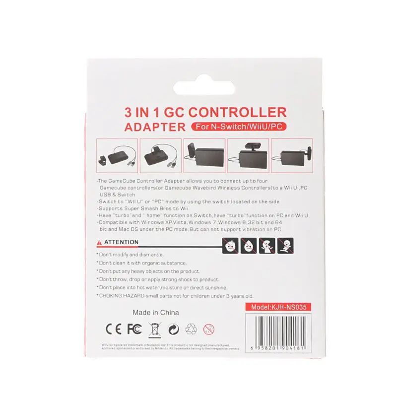 3 In 1 4 Ports GC Handle to Wiiu/PC/Switch Converter Adapter for PC Game GameCube GC Controllers Accessories