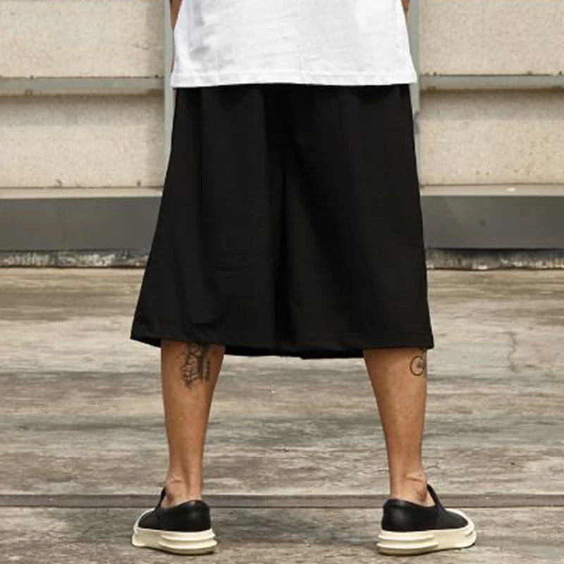 Ropa de calle para hombre, pantalón informal de pierna ancha, estilo japonés, pantalón tipo kimono de verano, falda de Hip Hop