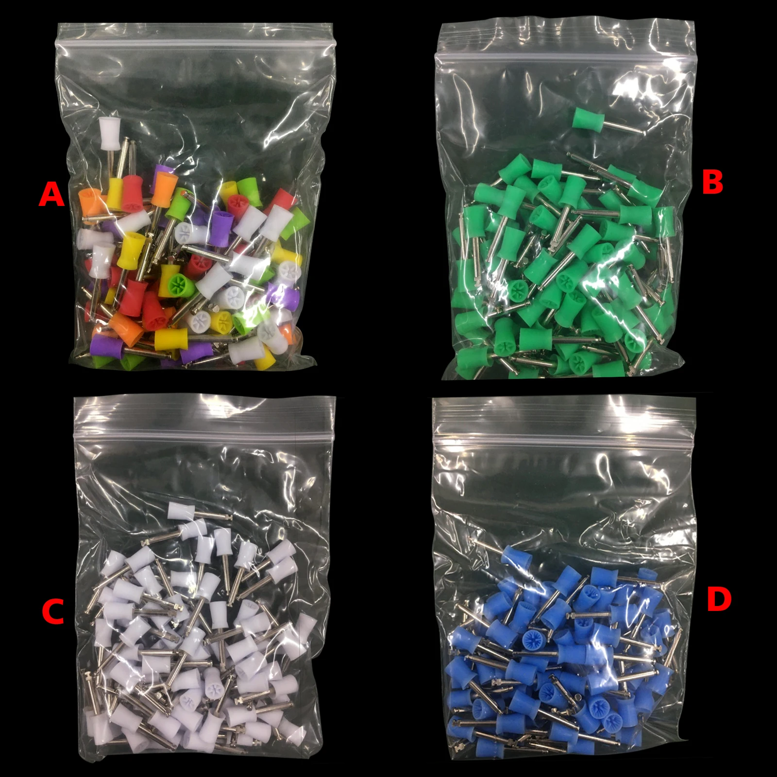 

100pcs Dental Rubber Latch type Polishing Prophy Cups Soft Hard White Blue Green Max Colorful Polishing Cup box