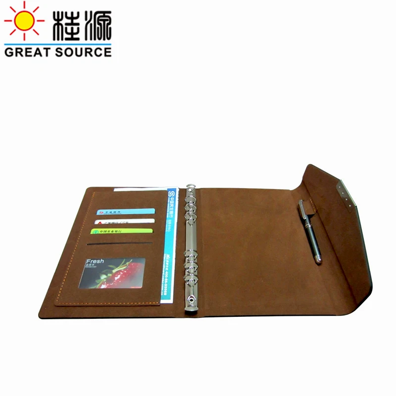 MQQ Planner Organizer Bag Hard Magnet Folder A5 Leather Book Cover Flap Rings folder Binder Document File Holder Card file Gift