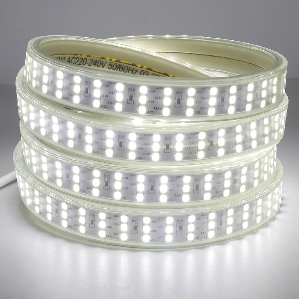 LED Strip US 110V-130V Super Brighter Three Row 2835 Waterproof 276Leds/m Warm/White Home Decoration LED Lights