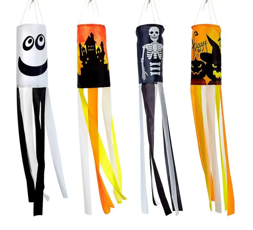 

Halloween Pumpkin Ghost Windsock Banner Hanging Decoration Flag Hang Sign Outdoor Yard Party Decor Black Orange White 100pcs/lot