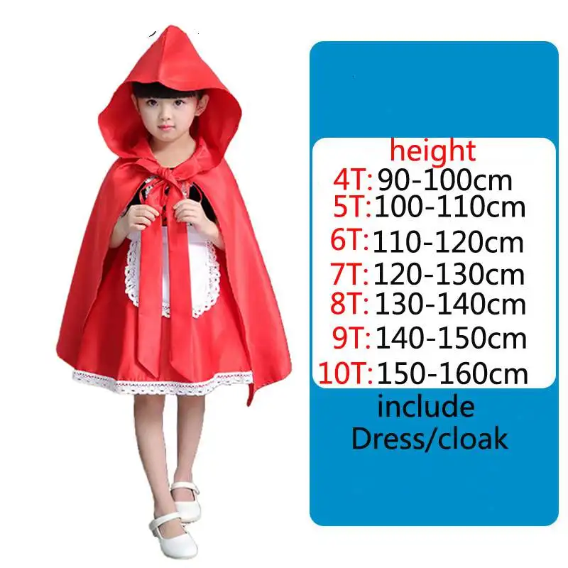 Little Red Riding Hood Cosplay costume for kids dress Halloween Carnival Fantasia Party girls Fancy Dress children party