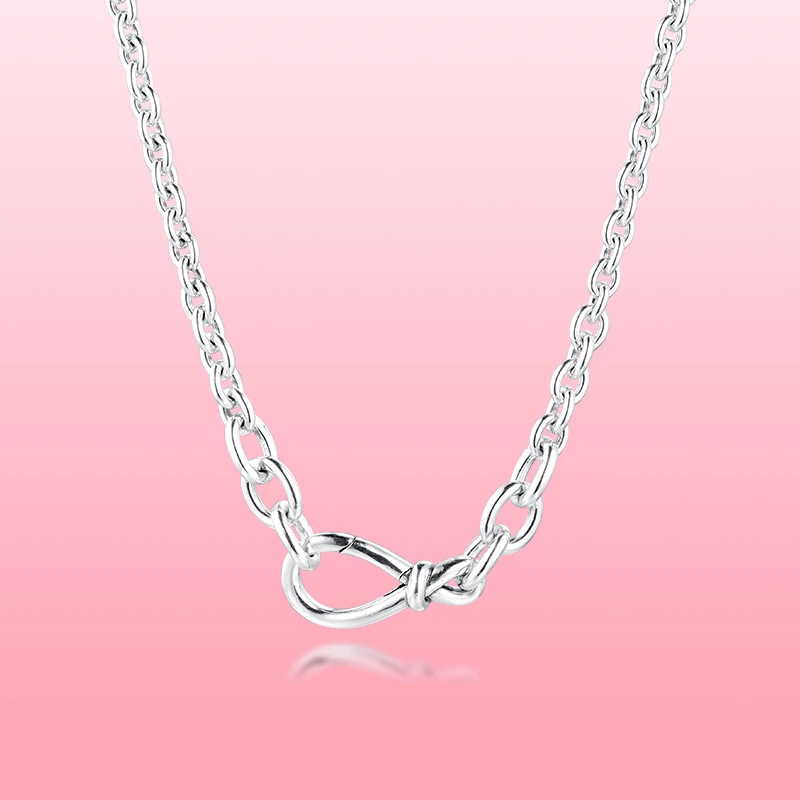 Chunky Infinity Knot Chain Necklace 2020 New for Women Valentine Day 925 Sterling Silver Necklaces Jewellry Female