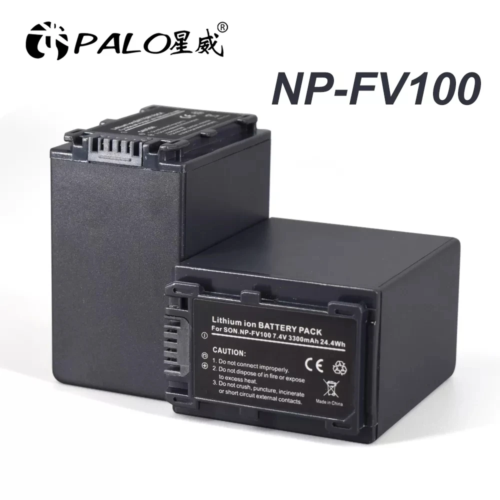 Palo 3300mAh NP-FV100 NP FV100 Fv100 Battery +LCD Smart Charger For Sony NP-FV30 50 70 HDR-CX150E HDR-XR150 DCR-DVD308 DCR-SR300