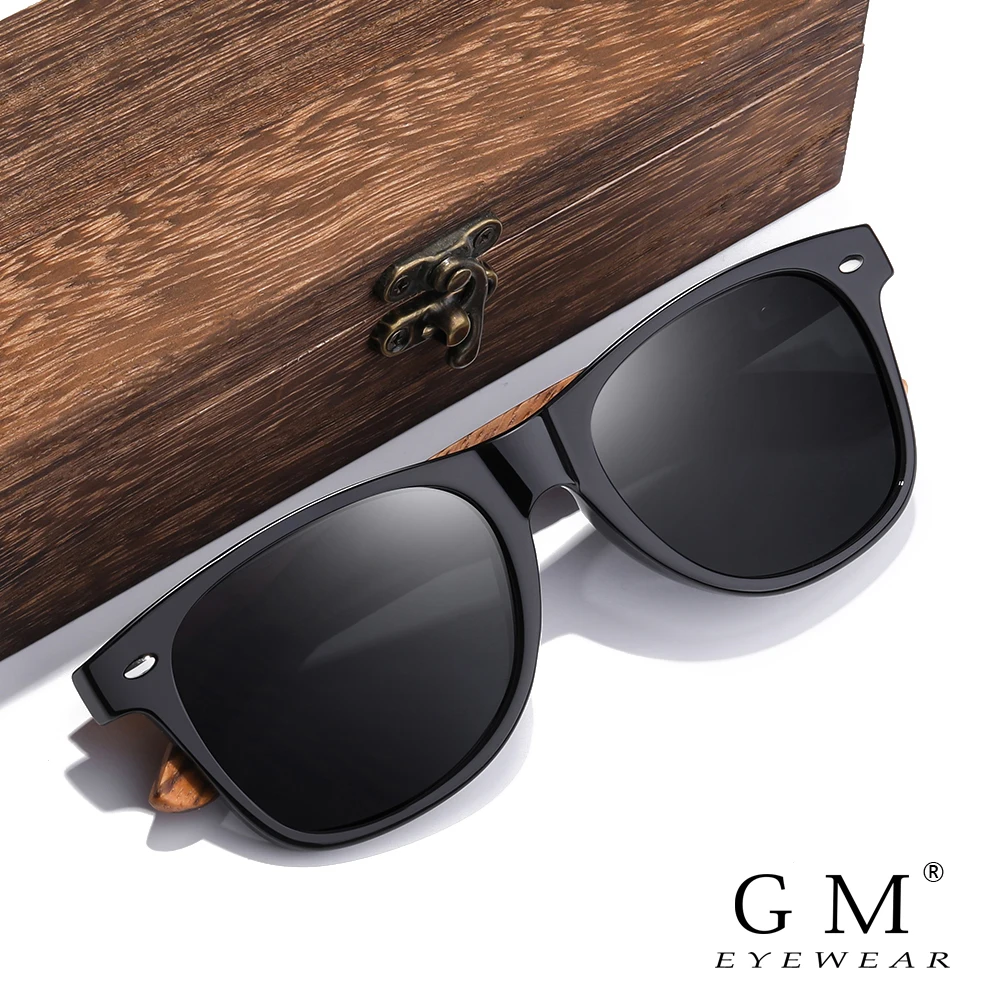 

GM Brand 2021 Fashion 100%Handmade Natural Wooden Men Sunglasses Polarized Sun Glasses Women UV400 With Wooden Box