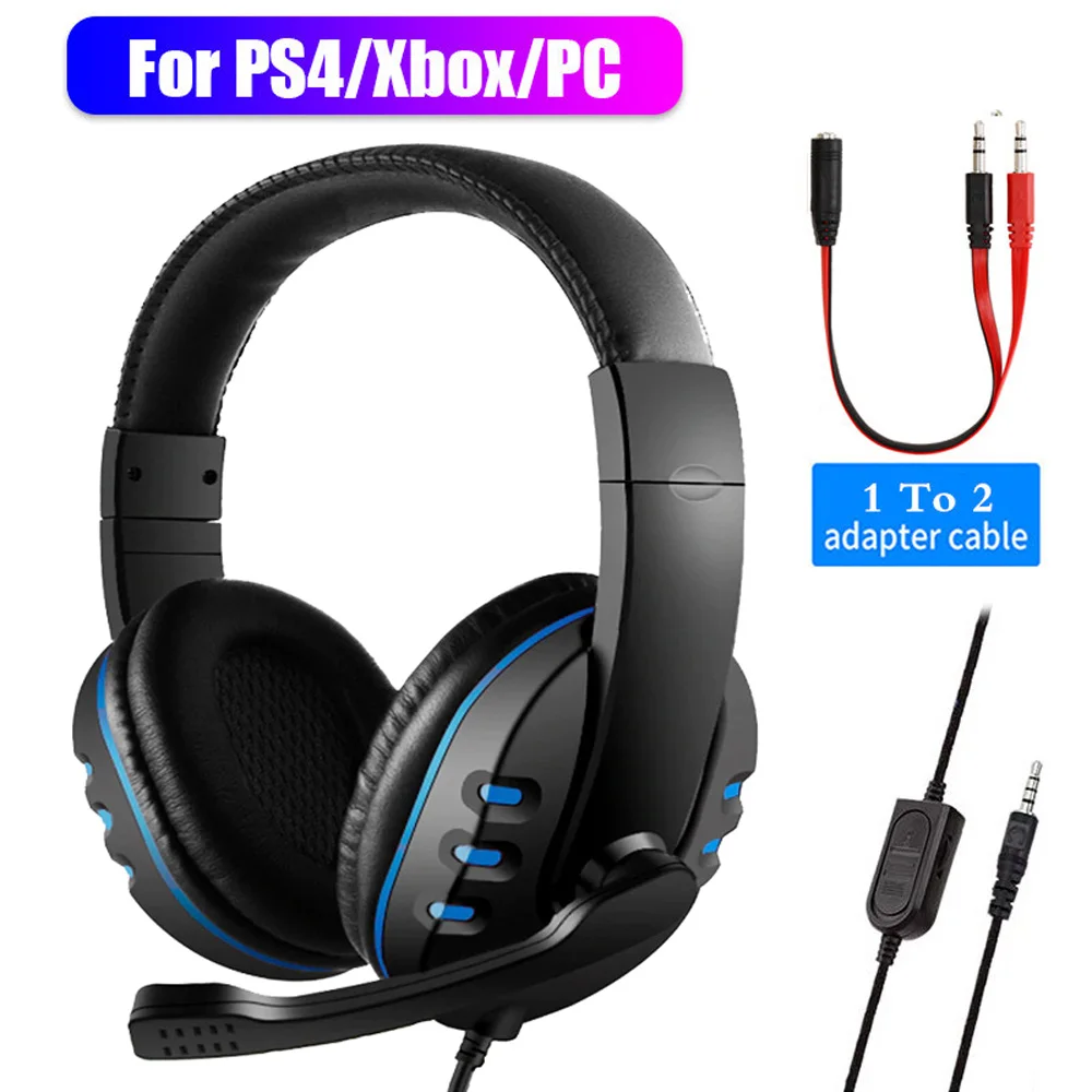 Casque de jeu stéréo filaire pour Xbox one, PS4, PC, 3.5mm, supra-tête, joueur, sauna, téléphone avec microphone, contrôle du volume, écouteur de jeu