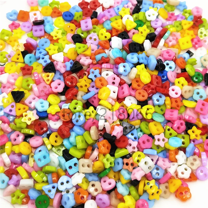 100pcs Colorful Mixed 2 Hole Resin Cute Supper Mini Buttons Sewing Round Decor Card Making DIY Lovely Home Decor Tools