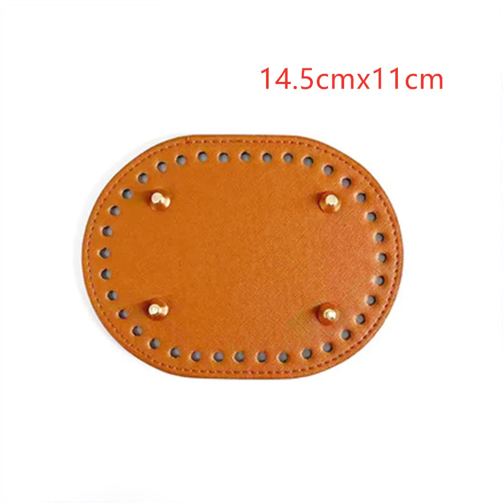 New 14.5*11cm Diy Hand-Woven Bag Hardware Accessor Cross Pattern Pu Oval Bag Bottom Women\'S Bag Accessories For Handbags