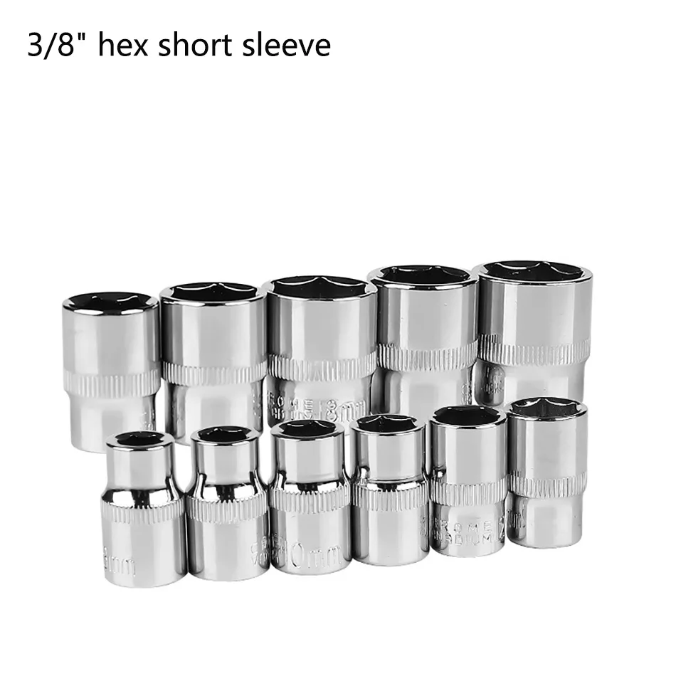 3/8 Inch7-22mm Zes Hoek Mouw Converteren Haar Hex Diepe Dopsleutel Hoofd Mouw Voor Ratelsleutel Auto Repair Hand Tool