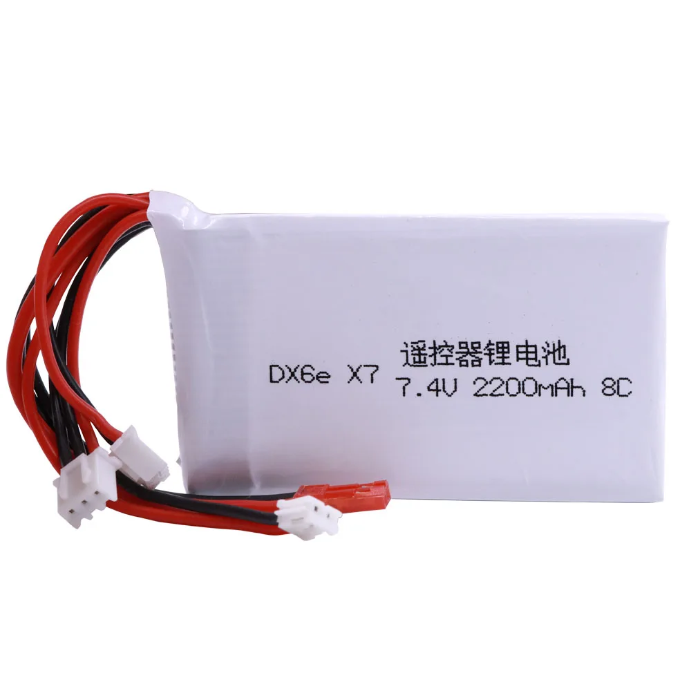 2S 7.4V 2200Mah 8C Lipo Batterij Voor Radiolink RC3S RC4GS RC6GS DX6e DX6 Voor Taranis Q X7 zender 2 Stuks