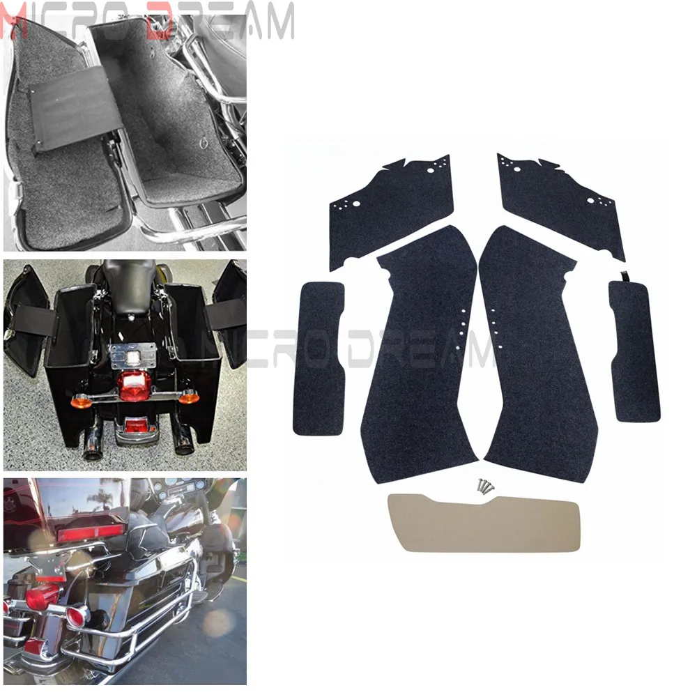 

For Harley Electra Glide Roade Glide Road King Street Glide 1986-2013 Black Motorcycle Saddle Bags Saddlebag Carpet Liners Kit